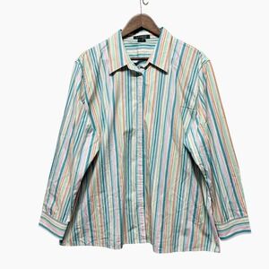 Lauren‎ Ralph Lauren Rainbow Striped Full Button Up Shirt 3X Long Sleeve Classic